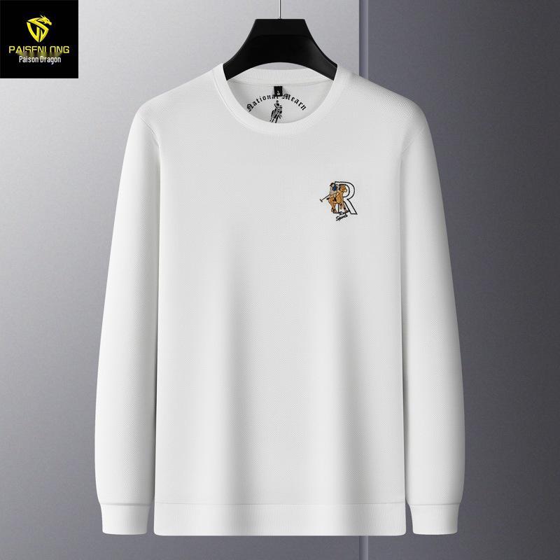 Python Dragon 2026 Autumn/Winter Men's Embroidered Waffle Round Neck Sweatshirt - Heavyweight Pullover for Middle-aged and Young