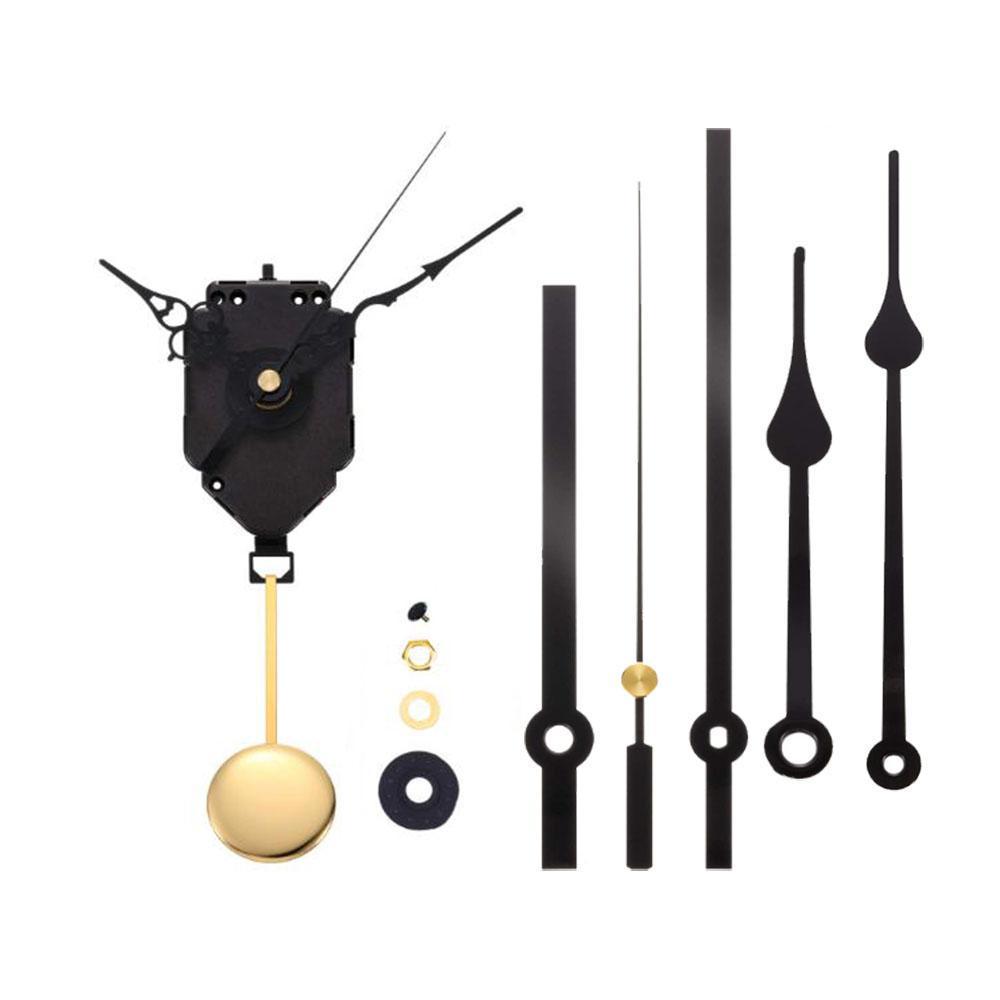 Quartz Clock Movement Set: Metal Hour, Minute & Second Hands with Pendulum In Various Shaft Lengths