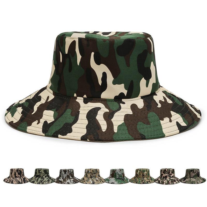 New Camouflage Big Eaves Bucket Hat Sunshade Sunscreen Fishing Essential Simple Casual Versatile