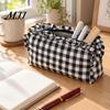 Fashionable Cosmetic Storage Case Small Ruffled Grids Makeup Pouch, Portable Travel Organizer Bag, Beauty Accessory Lightweight Zippered Pouch