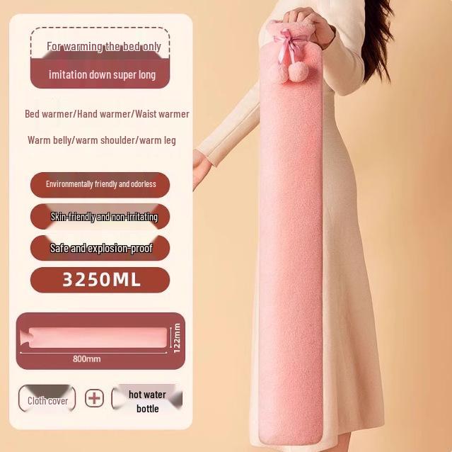 Long Plush Hot Water Bottle - Multifunctional Hand Warmer & Belly Pack, Explosion-Proof, Essential for Girls' Bedding