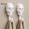 Polygonal Skull Decor 2Pcs Hook Up, 3D Printed Design Hooks, No Drilling Wall Cloakroom Storage Mount Hanger, Waterproof Bathroom Hanger for