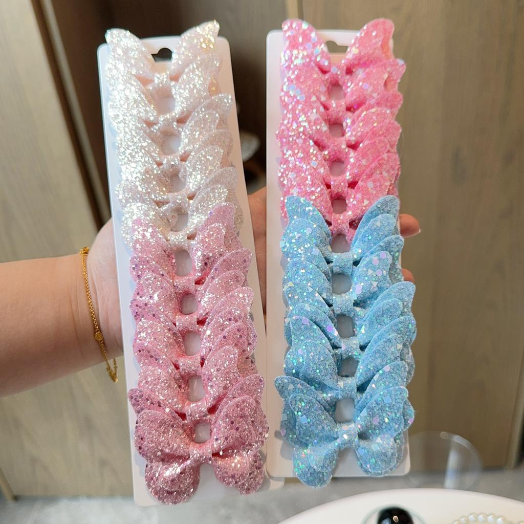10Pcs/Set New Fashion Solid Butterfly Hairpin Accessories Lovely Girls Hairpins Children Headwear Hairgrip Sequins Hair Clips