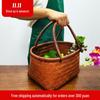 Retro Chinese Bamboo Woven Shopping Basket - Handmade Dye Handle for Outings