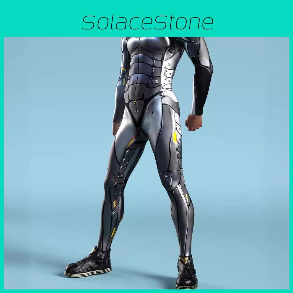 Cosplay Adult Halloween Jumpsuits With Mechanical Print For Play Character