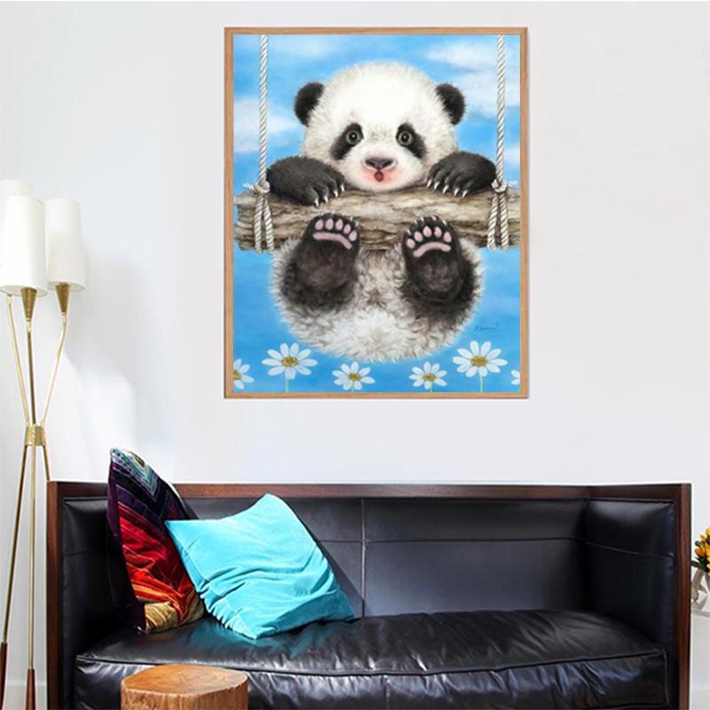 5D DIY Cute Panda Stick Drill Full Drill Home Decoration Painting