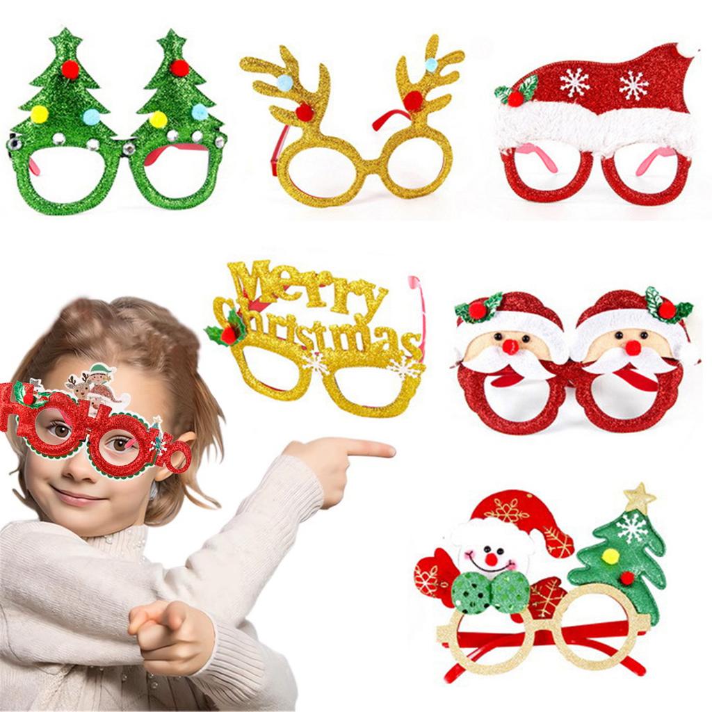 Christmas Glasses Glitter, Party Glasses Frames Christmas Decorations Costume Photo Booth Props for Christmas Party Supplies