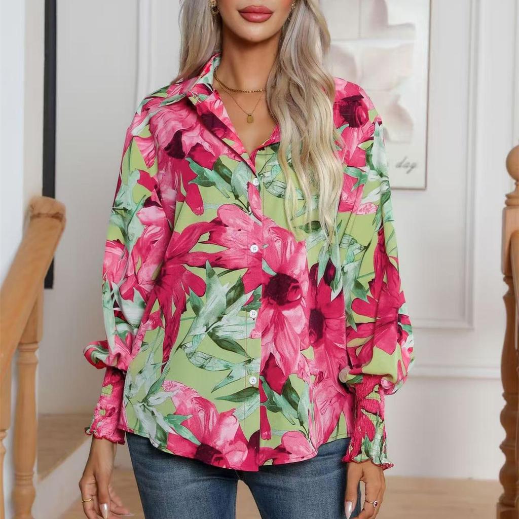 IHUASU Women's Polka Dot Print Lantern Sleeve Shirt Women's Long Sleeve Blouse Tops