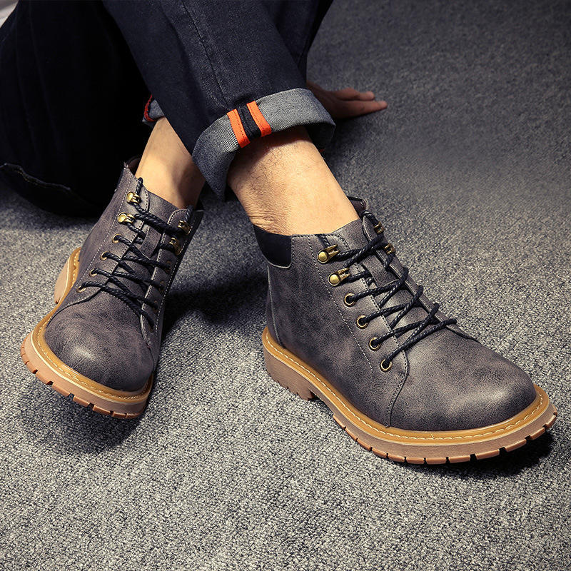 Fashion Winter Men Boots Big Size 38-44 Vintage Style Men Shoes Casual Fashion High-Cut Lace-up Warm Hombre Genuine Leather Botas869