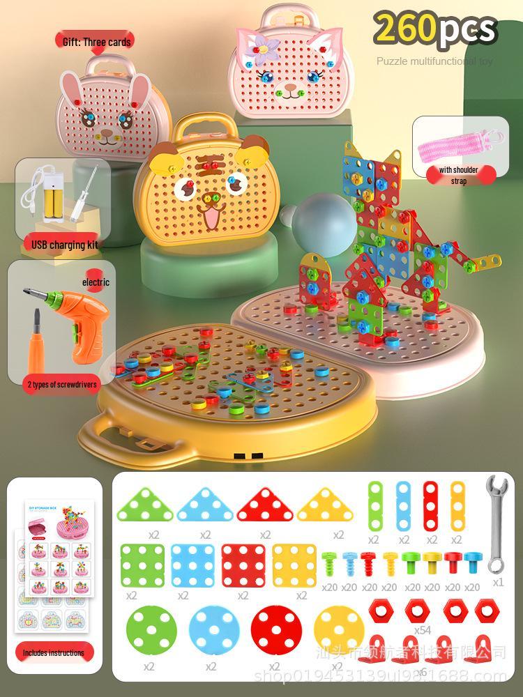 2025 Children's Educational Screw Assembly Toy with Electric Drill: Intelligence Disassembly Toolbox for Boys and Girls