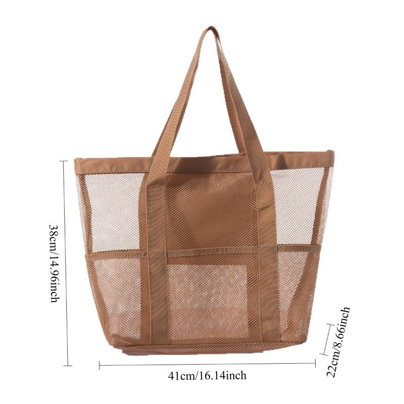 1pcs Mesh Beach Bag Large-Capacity Swimming Gym Tote Travel Handheld Storage Bag for Vacation Sports Organizer