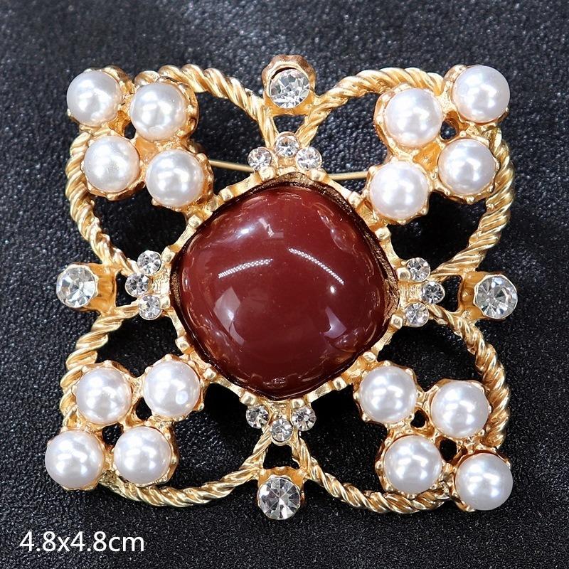 Genuine Professional Amasht Brooch Retro High-end Temperament Luxury Pearl Diamond Pin Women's Suit and Accessories