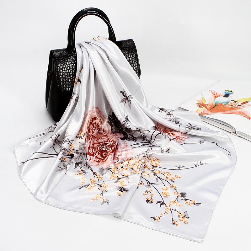 Women's Baotou Artificial Silk Satin Silk Scarf 90cm Printing Square Scarf Silk Scarf