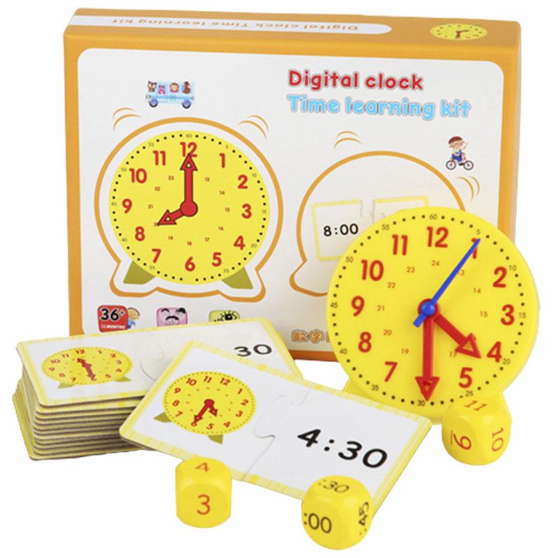 Montessori Wooden Clock Puzzle Toys Hour Minute Second Learning Preschool Cognitive Time Teaching Aid for Kids Early Education