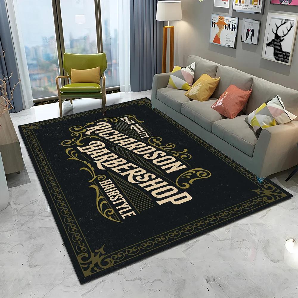 3D Holičství Lebka Vintage Znamení HD Koberec Kobereček pro Domov Obývací Pokoj Ložnice Pohovka Rohožka Dekor, Dětský Koberec Protiskluzová Podložka na Podlahu