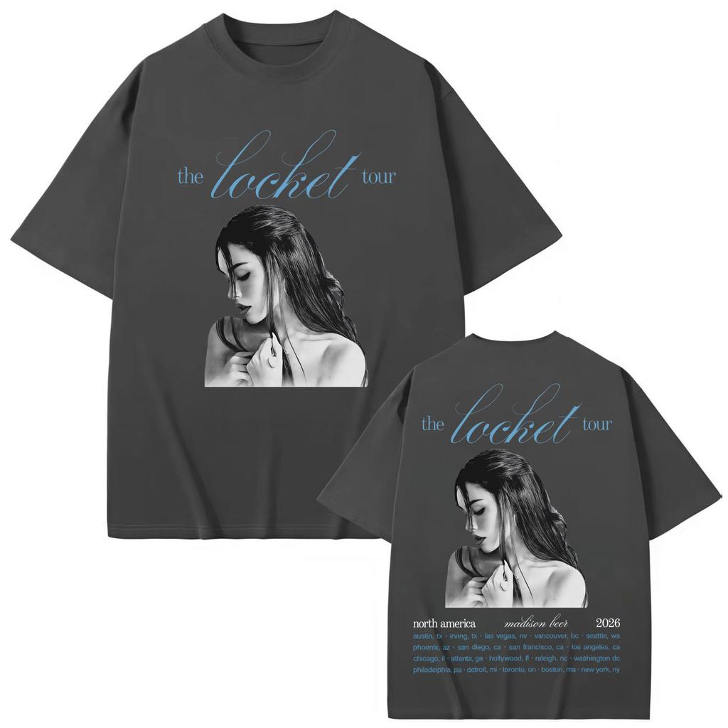 Singer Madison Beer The Locket Tour Graphic T Shirts Fashion Aesthetic Oversized T-shirts Men Women Cotton T-shirt