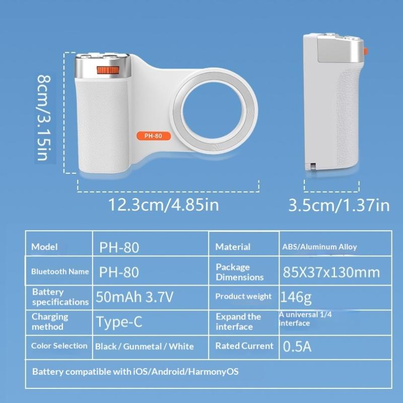 Ph-80 Magnetic Camera Grip With Remote Shutter Fill Light Remote Control Handle Universal For Phones