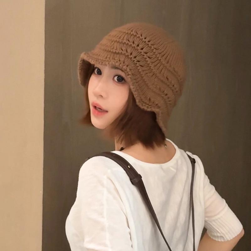 Women S Simple Solid Color Knitted Bucket Hat Accessory