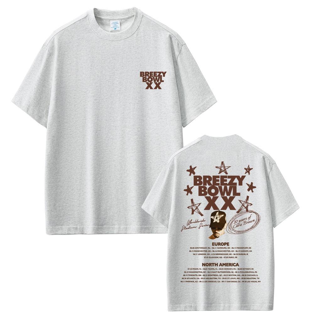 Rapper Chris Brown Breezy Bowl XX Tour Grafik T-Shirt Unisex Hip Hop Popmusik T-Shirts Sommer Mode Vintage T-Shirts