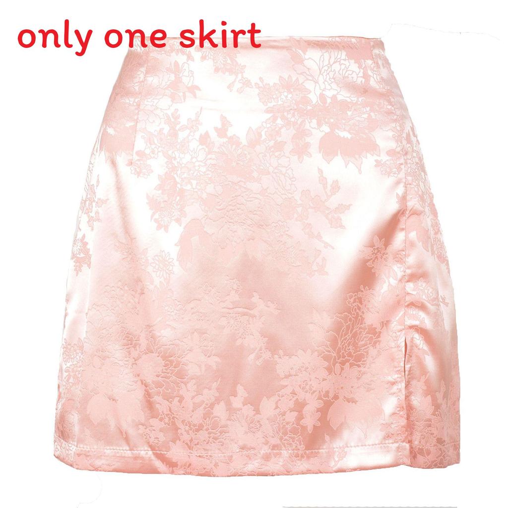 Elegant Floral Pattern Satin A Line Short Skirt With Zipper For Summer Women