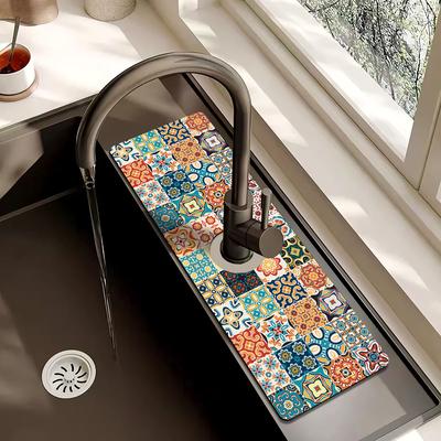 VIKAMA Diatom Mud Water Absorbent Sink Drain Mat  Non-Slip And Moisture-Proof Polyester Kitchen And Bathroom Faucet Drain Cover