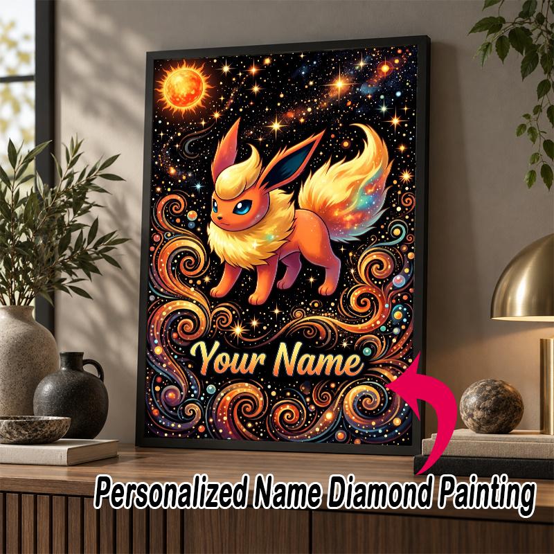Personalized flareon Diamond Art Custom Name 5D Diamond Painting Full Drill DIY Craft