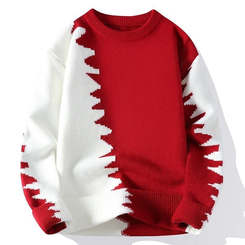 Men S Fashion Round Neck Long Sleeve Warm Knit Sweater For Autumn Winter