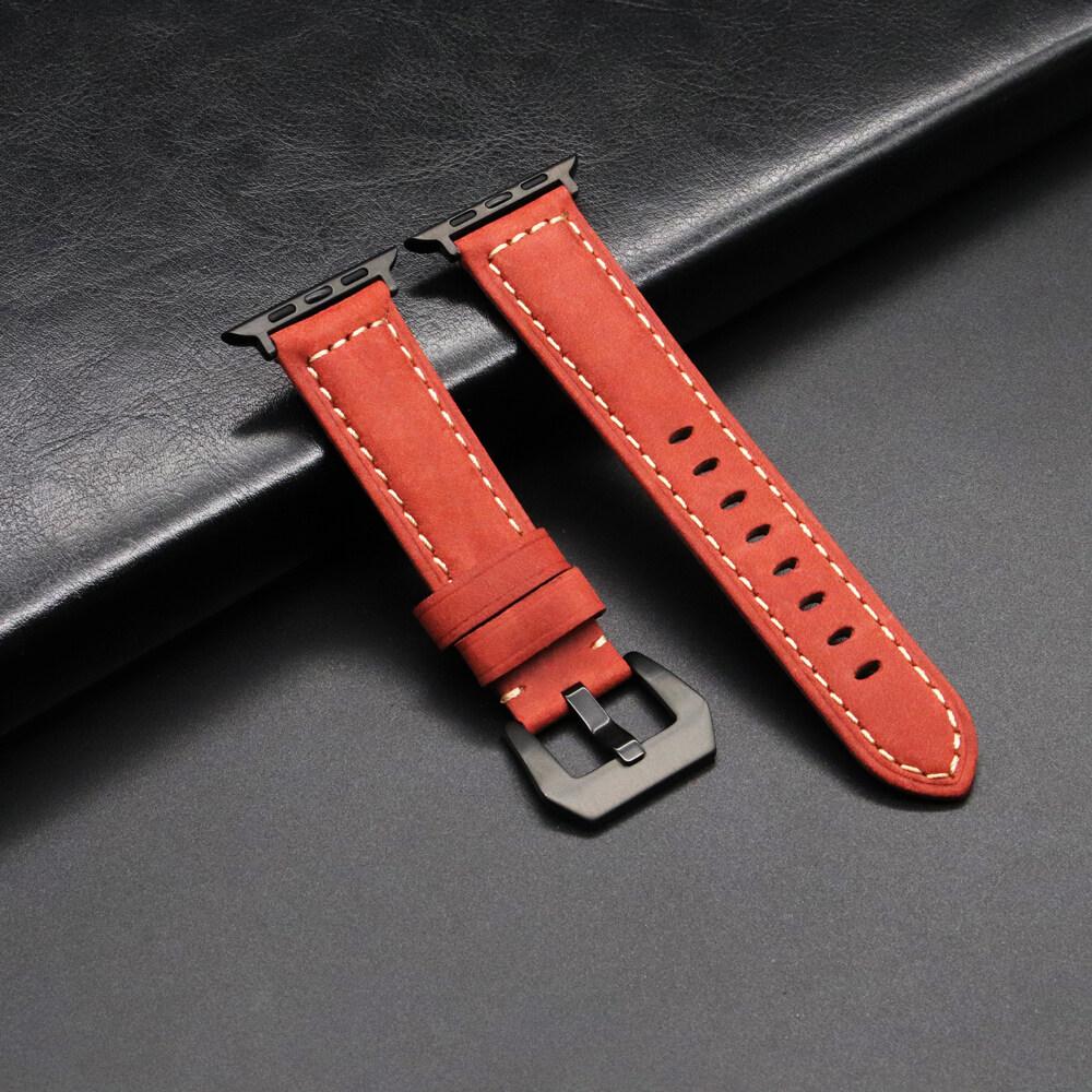 

Кожаный ремешок для Apple Watch Ultra 2 Band 49 мм, 45 мм, 41 мм, 44 мм, 40 мм, 42 мм 38, модный браслет Iwatch Series 9, 8, 7, 6, 5, 4 SE 3, 2, 1 Correa For Ultra1/2 49mm красный