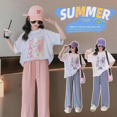 Ensemble t-shirt à manches courtes pour filles, nouveau style été 2025, pour les grands enfants