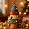Fabric Christmas Tree Figurine Handmade Multi-Layer Xmas Tree Ornament with Buttons