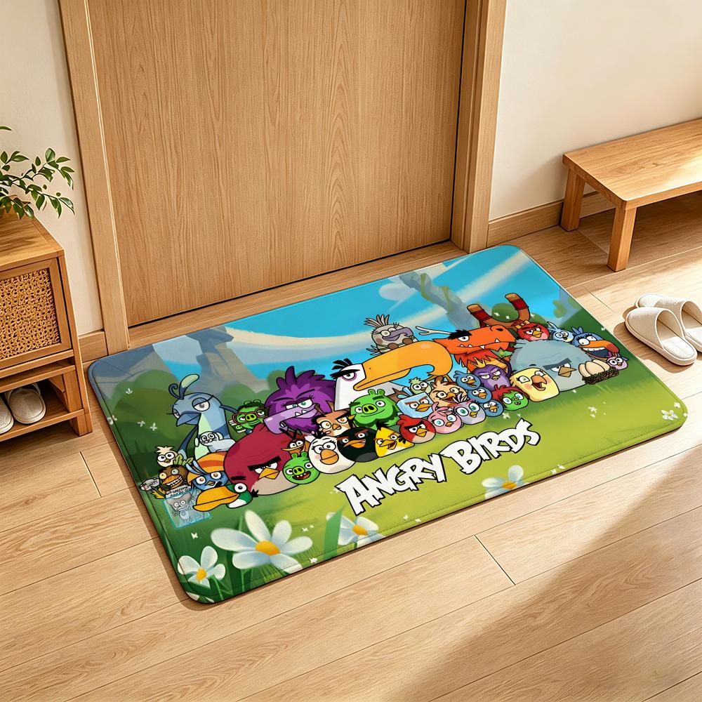 Game A-angry B-Birds Floor Mat Soft Flannel Floor Mat Suitable for Entryways, Living Rooms, Bedrooms, and Bathrooms
