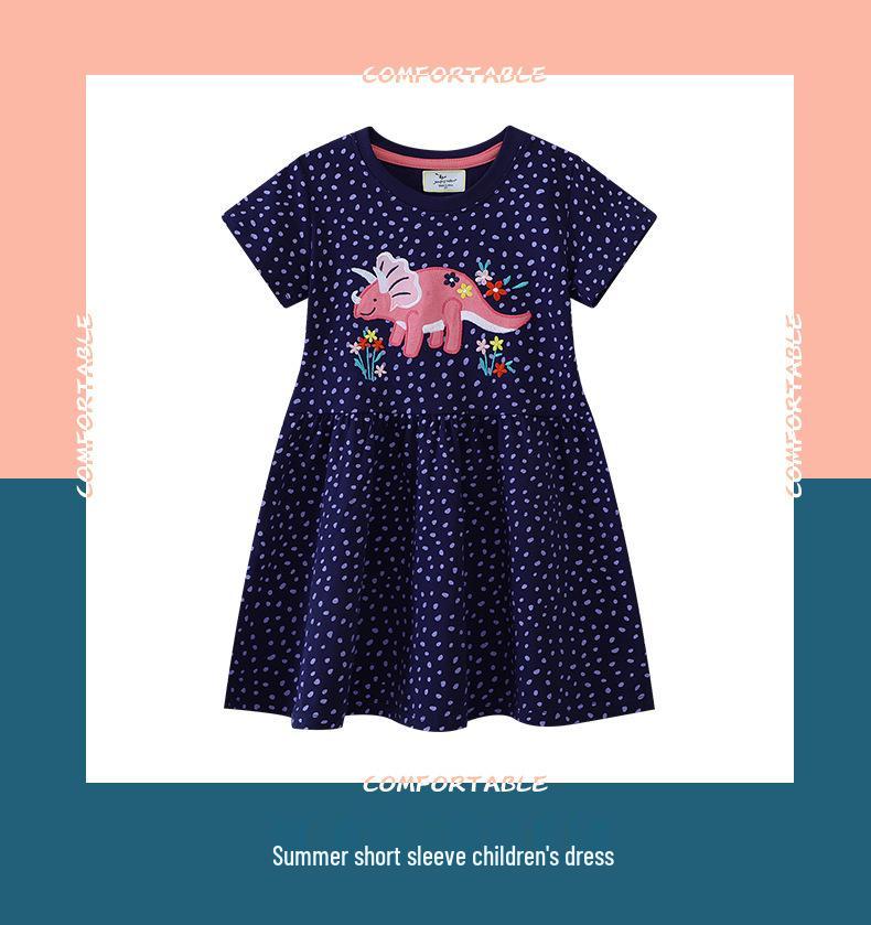 Europejskie i Amerykańskie Wiosenno-Letnie Dziewczęce Dzianinowe Sukienki Księżniczki z Kreskówkami