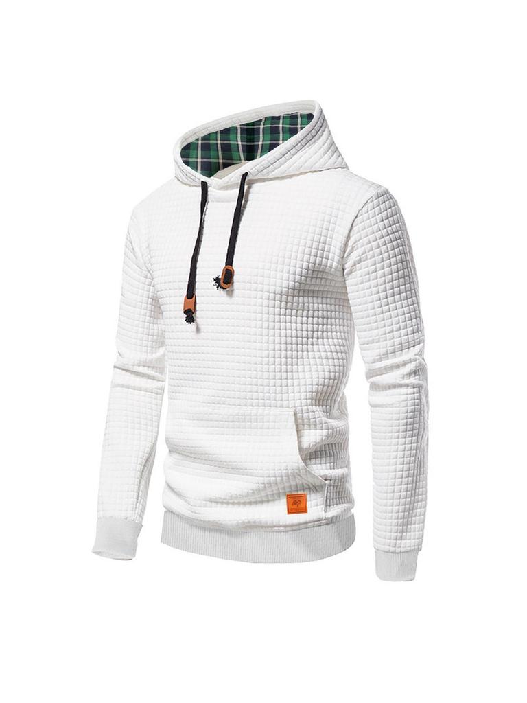New Men's European-Size Plaid Jacquard Pullover Hoodie (2025)