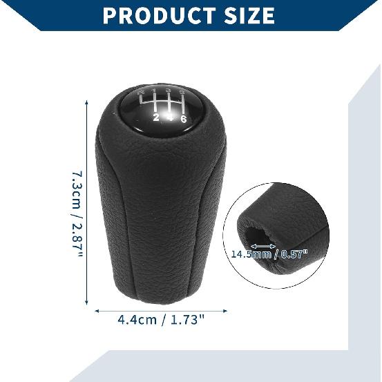 6 Speed Manual Gear Shift Knob for Mazda 3 2010-2013 / Front Automotive Gearbox Stick Shifter Lever Knob Durable Faux Leather Plastic / 1 Pcs Black