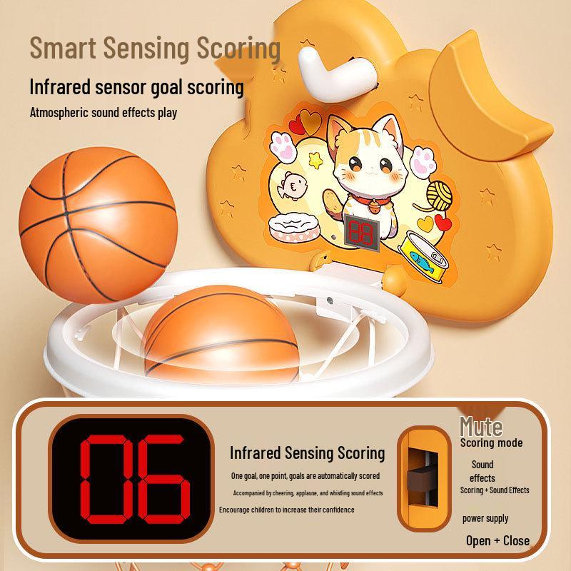 Kids' Silent Scoring Basketball Hoop - No-Drill Wall-Mounted Indoor Toy