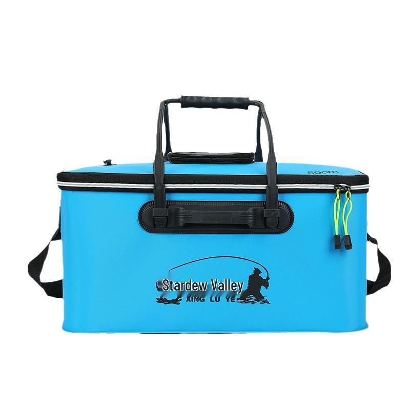 Foldable EVA Fishing Bucket - Portable, Thick, Live Fish Box with Shoulder Strap