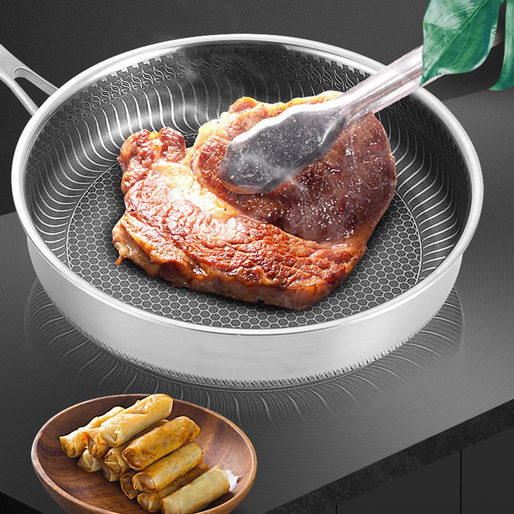 Haushalt 304 Edelstahl Ei Kochen Bratpfanne Antihaft-Topf Küchenutensilien 28cm