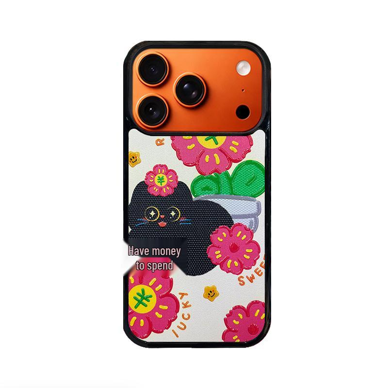 

Cartoon Embossed Cat iPhone 14/13 Pro Max Case Cover iPhone 16
