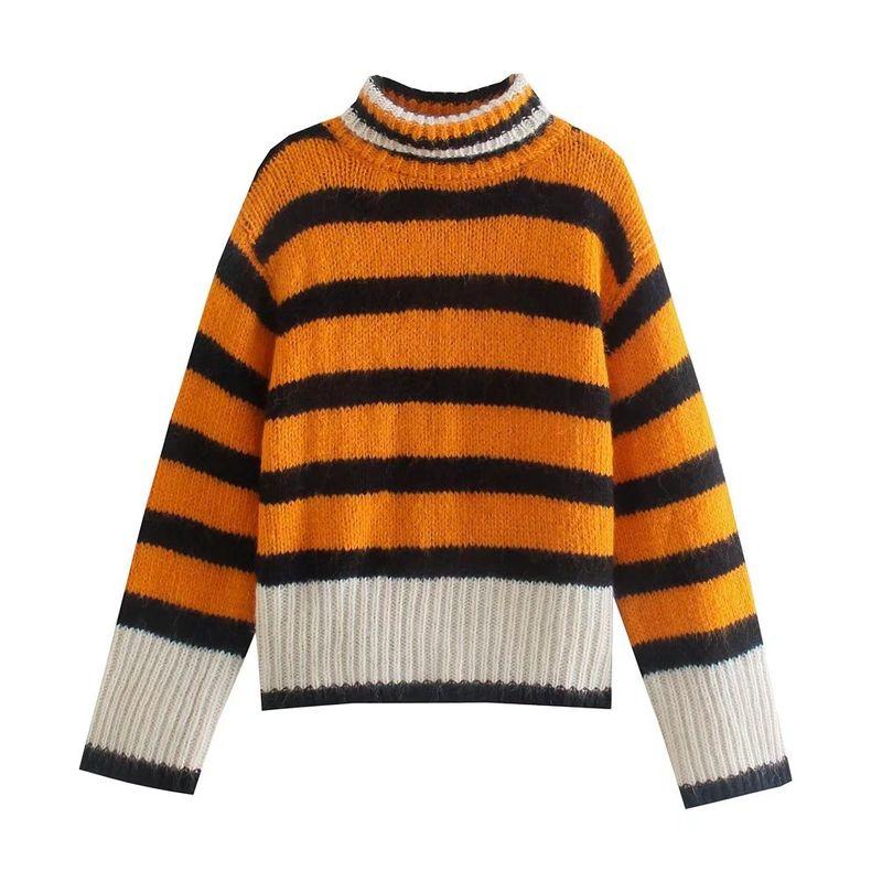 Kaslead New Arrival Women's Clothing Fashion Style Stylish Simple and Versatile Stripes Knitwear 2142175