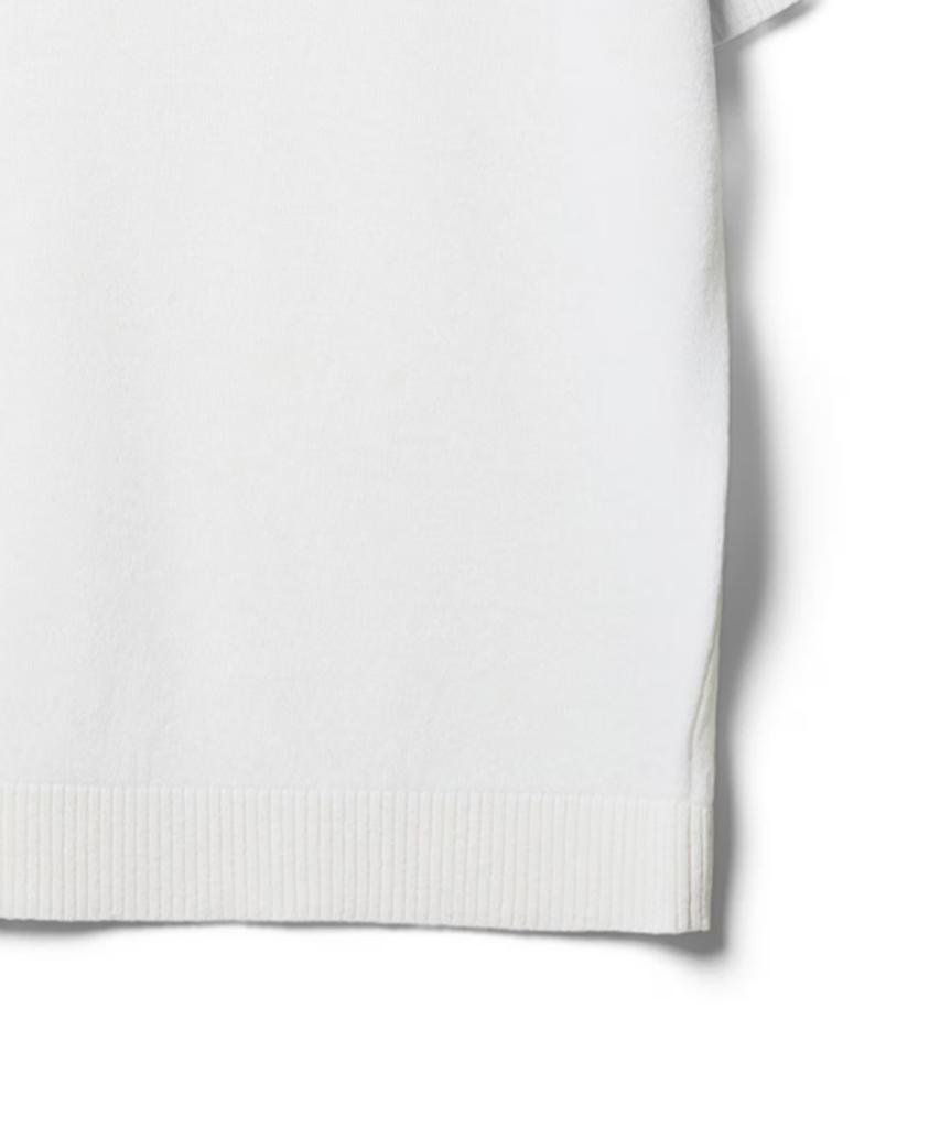 Hejiseu [His] Ivory Cool Linen Short Sleeve Collared Knit