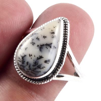 Natural Dendrite Opal Gemstone Handmade 925 Sterling Silver Gift Ring S.9 A5T79