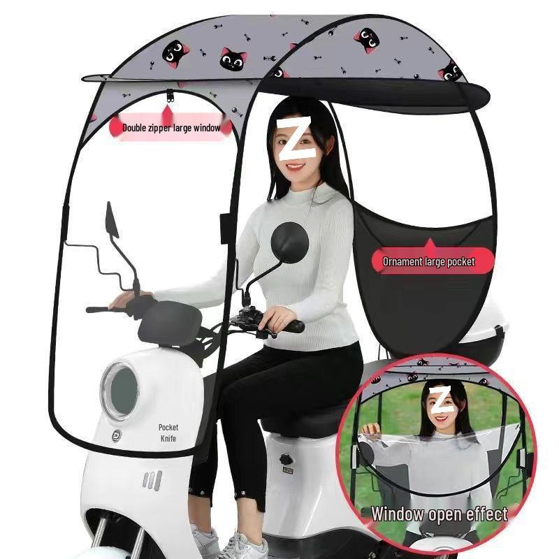 Detachable Electric Vehicle Canopy: Thickened Windshield Sunshade Umbrella Awning