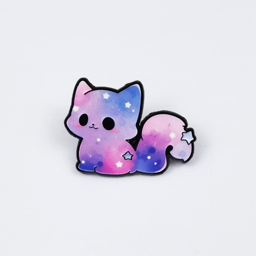 Gradient Cartoon Kitten Brooch: Cute Alloy Badge for Backpack & Clothing Decoration.