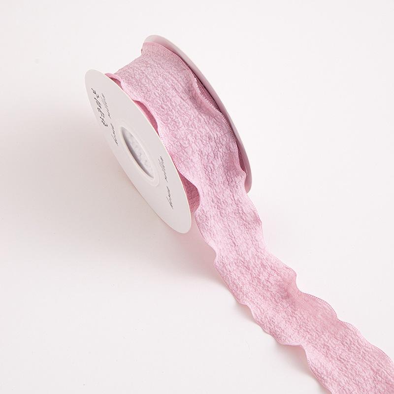 1roll Boho Chic Pleated Ribbon with Lotus Leaf Edge Fabric Gift Wrap Tie for Holiday Decorations, Perfect for Christmas