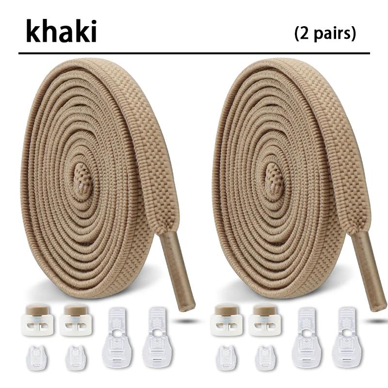 New Elastic Shoe Laces Round Snap Lock Flat Shoelaces Without Ties Kids Adult Quick Shoelace Shoe Accessories 2 Pair