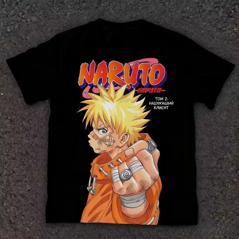 

Naruto Unisexga Retro Cover Naruto Print Pure Cotton Short Sleeved 2026 New Top with Diverse Styles Suitable for Both Unisex and Women 2XL