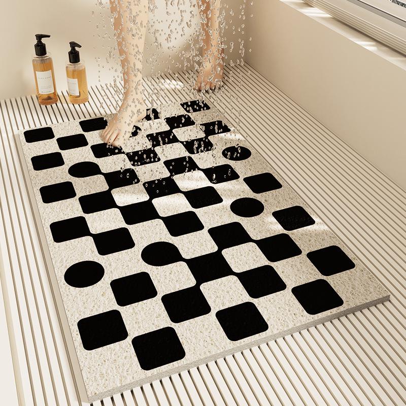 Modern Minimalist Anti-Slip Bathroom Silk Ring Mat - Cuttable, Dirt-Resistant, Hollow Drain Foot Pad