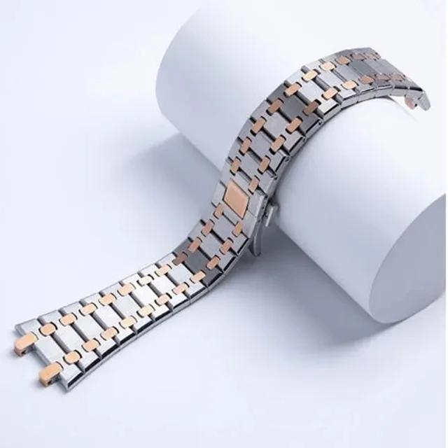 Watchbands 21mm 26mm Men Women Full Stainless Steel Bracelet For AP ROYAL OAK 15400 26331 15500 Watch Strap Folding Buckle