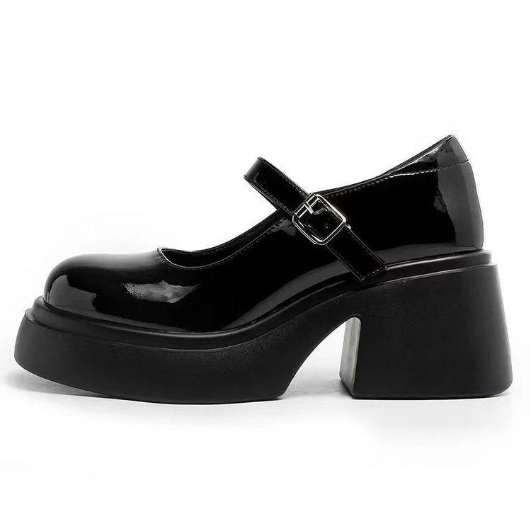 Height increase j thick heel platform small leather shoes autumn new British style k with skirt Mary Jane single shoes