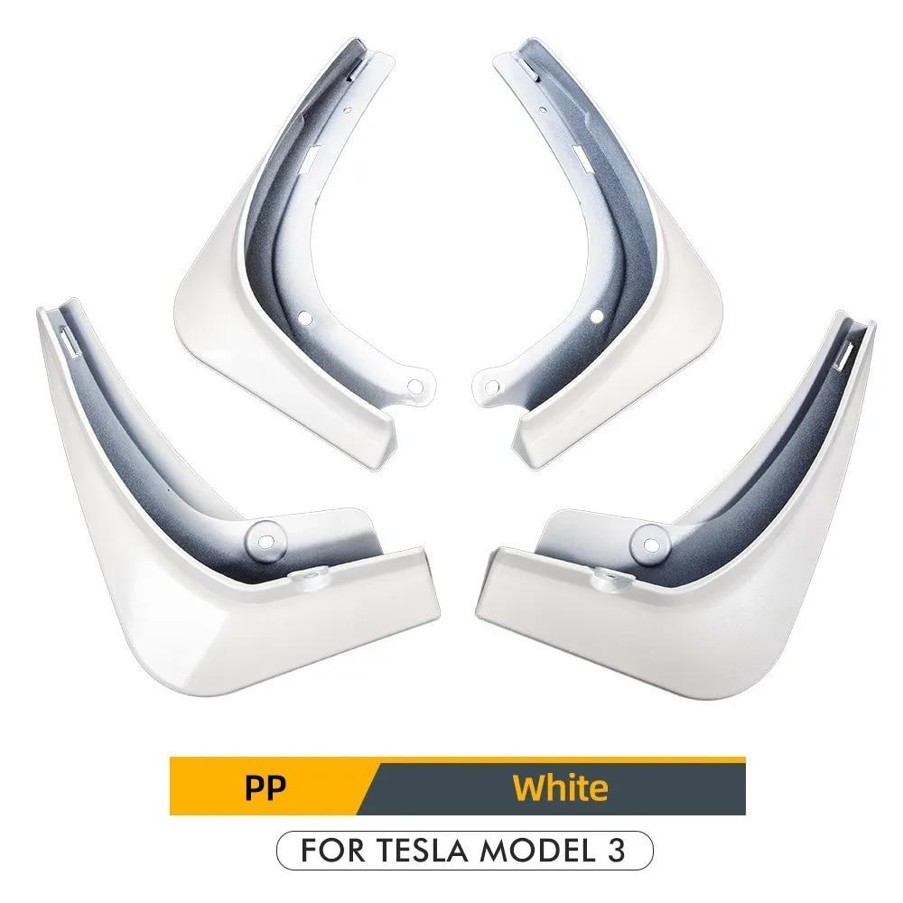 Mud Flaps Mudguards For Tesla Model 3 Y 2017- 2022 2023 Plastic Splash Guards Fender 4Pcs/set Black White Carbon Fiber Color